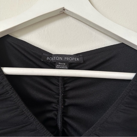 Boston Proper Ruched V Neck Black Top Size M - Picture 3 of 6